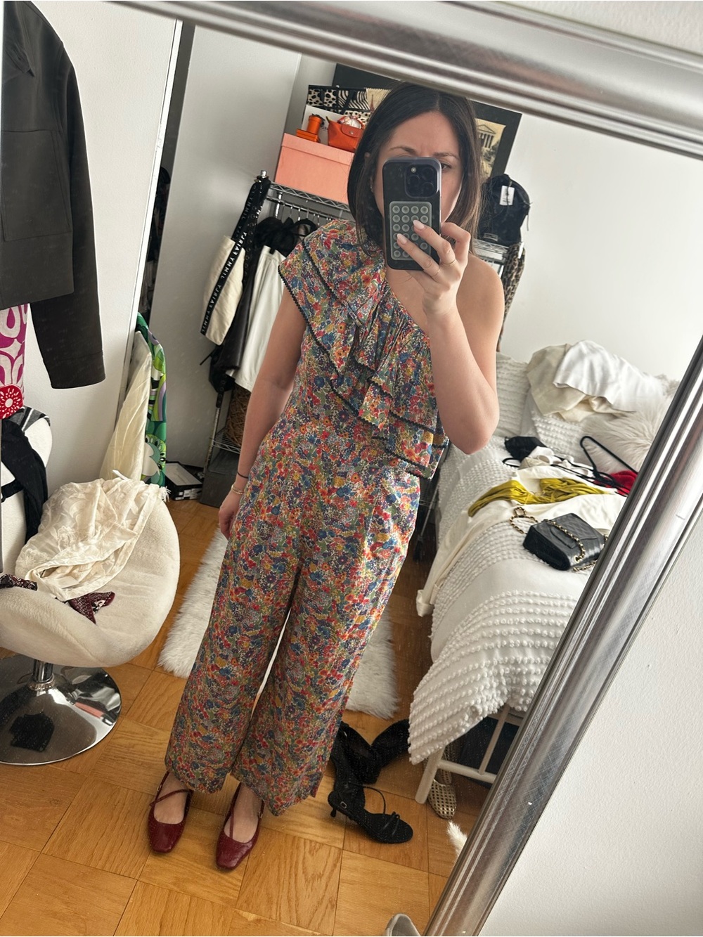 J. Crew One-Shoulder Floral Jumpsuit Liberty Print
